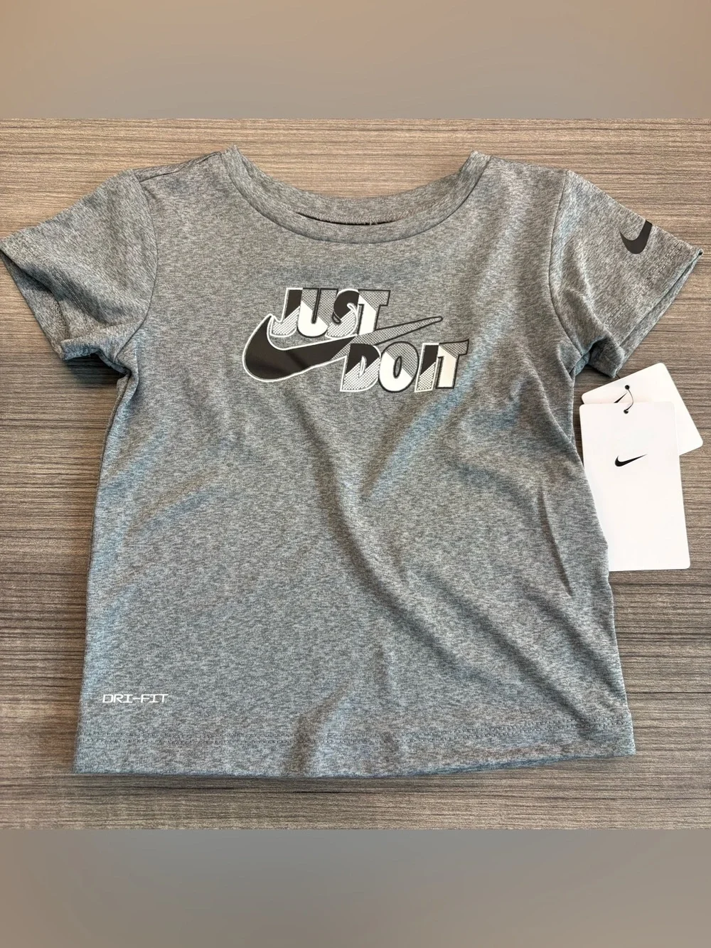 Toddler Boy Nike Dri-Fit Shirt & Short 2 Piece Set Swoosh Black Gray 12M or 24M